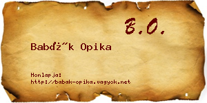 Babák Opika névjegykártya